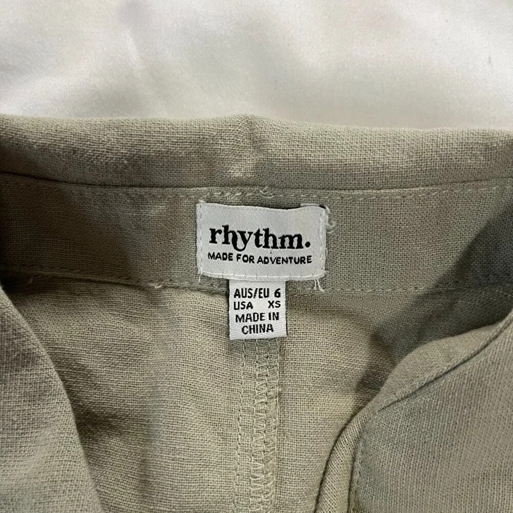 Rhythm | Women's Sage Green Linen Blend Button Up Sleeveless Dress NWT | Size XS - Picture 6 of 6